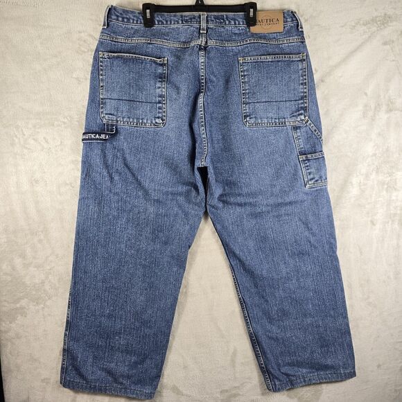 Vintage Nautica Mens Baggy Carpenters Jeans 42x29 Skater Hip Hop Y2K Grunge - Picture 2 of 16